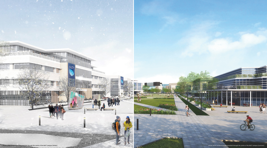 NAIT's future Main Campus in winter and spring