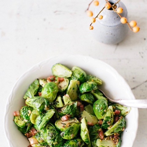 brussel sprout dish made with smak dab mustard