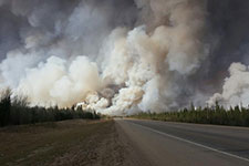 A view of the fire from the highway.