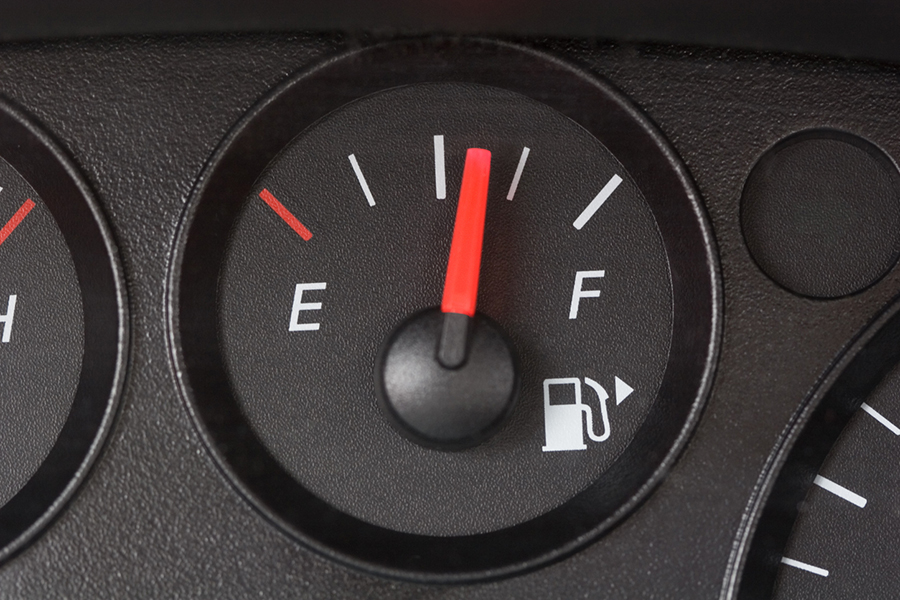 vehicle gas level indicator just over half