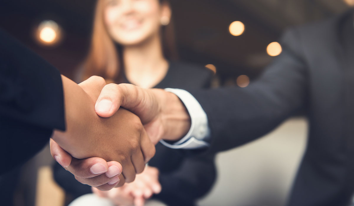 handshake at a business event