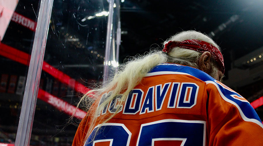 connor mcdavid edmonton oilers jersey at Rogers Place, photo by Allie Stanton