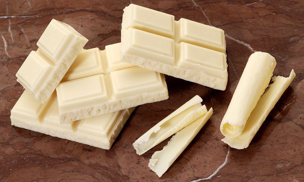 pieces and shavings of white chocolate