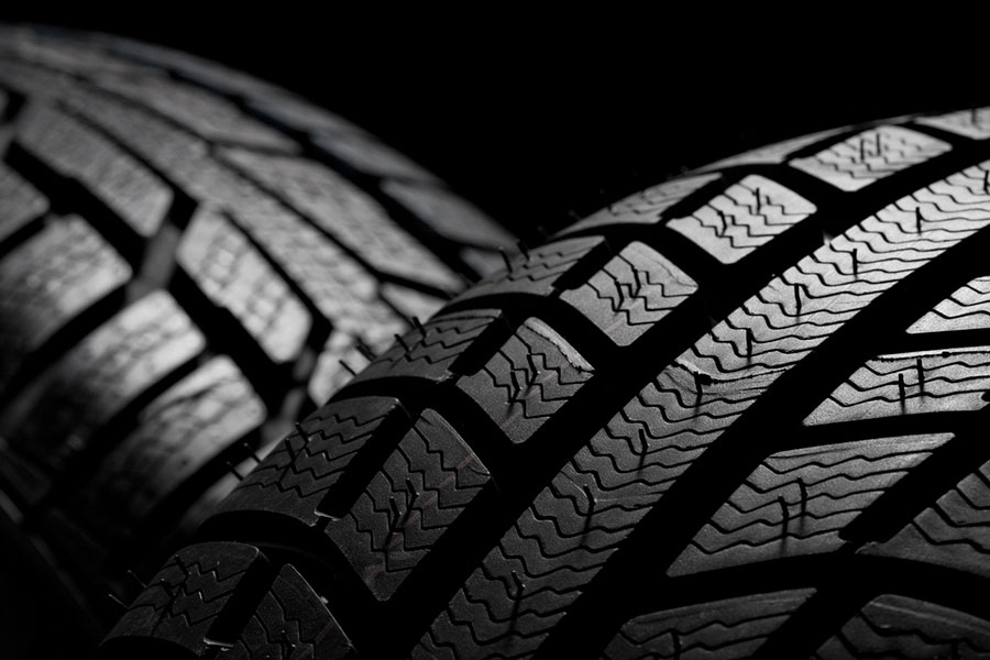 winter tire tread close up